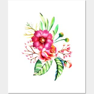 hand painted watercolor flowers Posters and Art